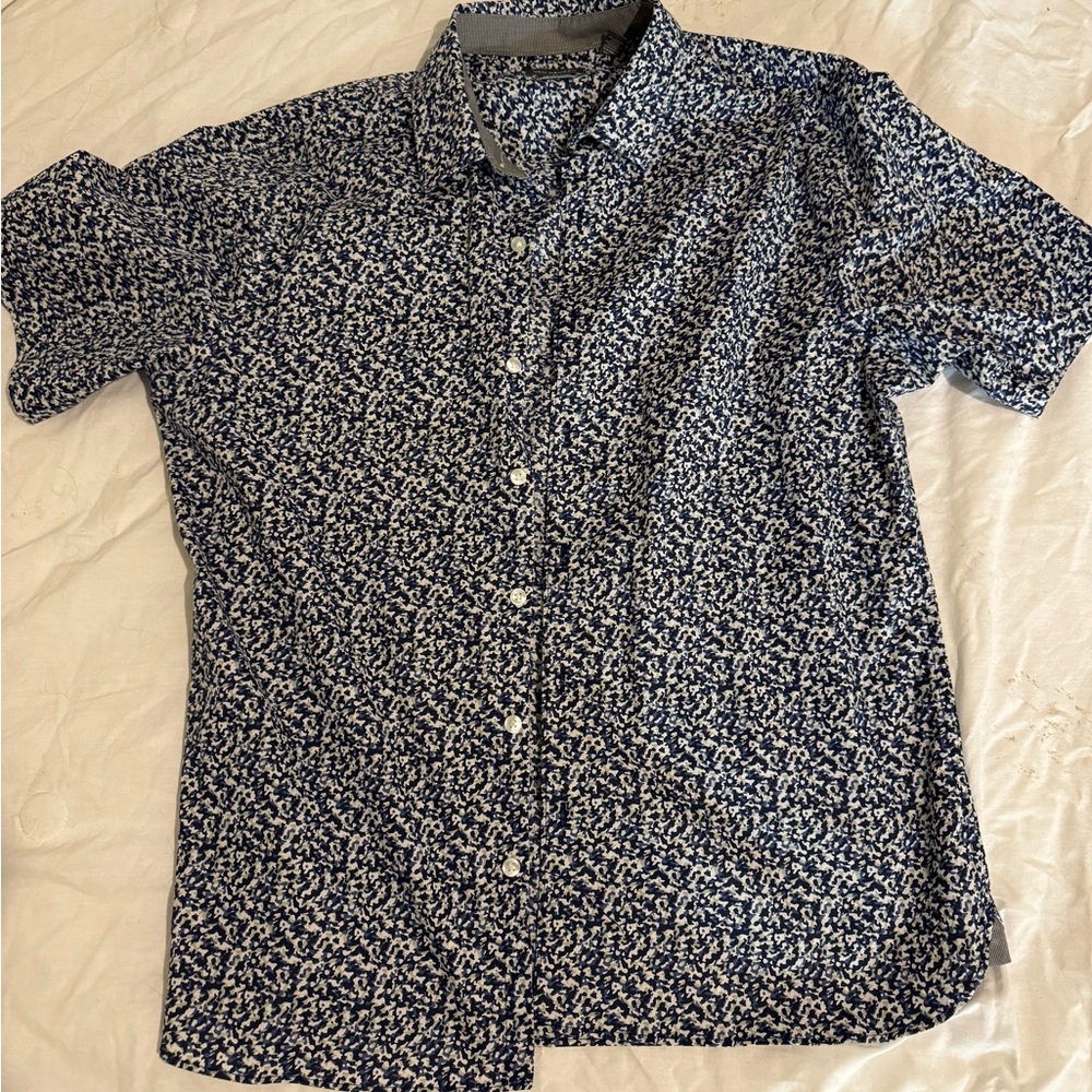 Blue Floral Button-Up